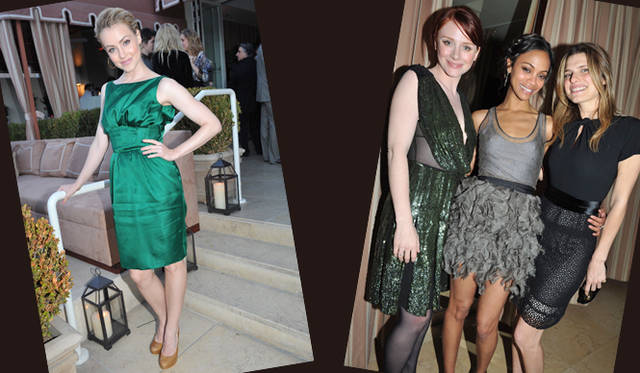 <b>MaxMara｜ウーマン・イン・フィルム・ロサンゼルス 2010年度「クリスタル・アンド・ルーシー賞®」</b>　左｜アマンダ・シュールは、鮮やかなグリーンが目を引くマックスマーラのドレスに身を包んで。右｜『Spider Man 3』や『The Twilight Saga:Eclipse』にも出演したブライス・ダラス・ハワードはスポーツマックス、今回受賞したゾーイ・サルダナとレイク・ベルははマックスマーラを。©Max Mara2010