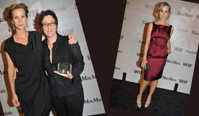 <b>MaxMara｜ウーマン・イン・フィルム・ロサンゼルス 2010年度「クリスタル・アンド・ルーシー賞®」</b>　左｜監督賞である「ドロシー・アーズナー・ディレクターズ・アウォード」部門に輝いたのはリサ・チョロデンコ。マックスマーラを着た女優レイチェル・グリフィスとともに。右｜マックスマーラを着たジュリー・ベント。©Max Mara2010