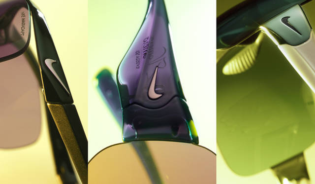 <br /><b>（左）</b>「IMPEL SWIFT（インペル スイフト）」　フレームはプレイ中の集中力を高めるため顔のどこにも当たらない設計に。　<b>（中）</b>「VOMERO（ボメロ）」　路面のぎらつきの原因である黄色と緑色の光線をカットし、目をリラックスさせる赤色の光線を通常より多く透過するオリジナルレンズを採用。　<b>（右）</b>「CRUSH（クラッシュ）」 　ノーズパッド表面の凹凸が通気性を高め、クリアな視界を提供する。　（ナイキ／マーションジャパン　Tel. 03-5447-8960）