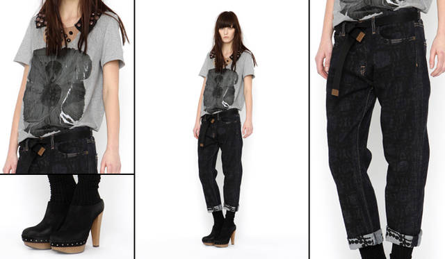 <b>MARNI｜マルニ</b>　パールプリントデニム（商品はウォッシュちがいで展開）　3万5700円、パペットTシャツ（参考色）　3万0450円、カラー　3万0450円、シューズ　参考商品　（マルニ／マルニジャパン　Tel. 03-6416-1024）