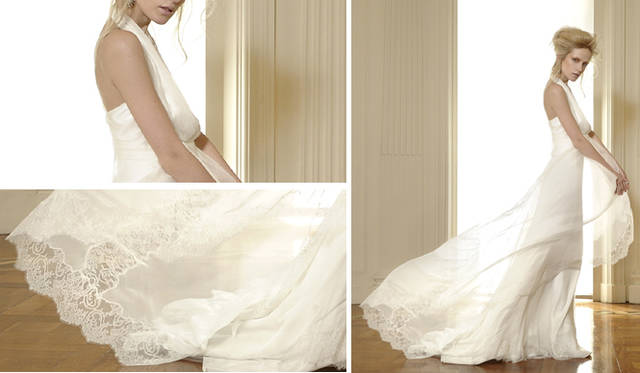 <b>ALBERTA FERRETTI｜アルベルタ フェレッティ｜“FOREVER” BRIDAL COLLECTION 2011</b>　儚く可憐。そんな花嫁を演出してくれる「Lily of the Valley（すずらん）」。スレンダーなトップからエンパイアラインを描いて。
