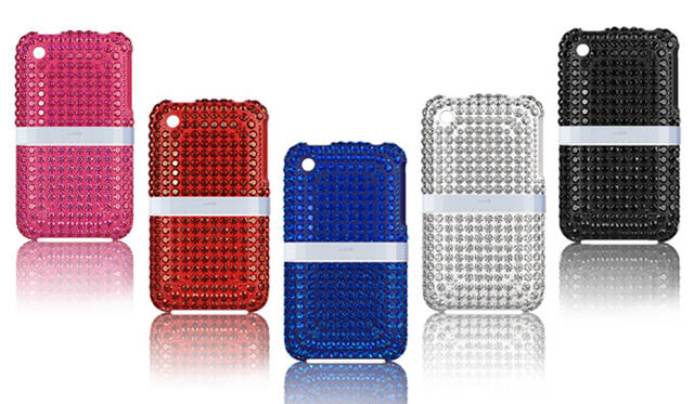 <b>iPhone 3Gケース｜LUCIEN｜ルシアン</b>　ケース全体にクリスタルを配した、きらめくiPhoneケース。“ルーマベルト”と呼ばれるパーツの連結部分のプレートはチェンジ可能。iPhone 3Gケース[FIRST EDITION] 各2万3100円（ルシアン／HiRAO INC）