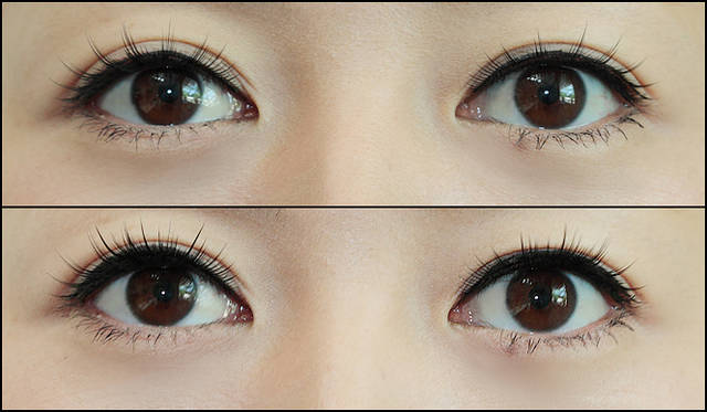 KOBAKO｜コバコ｜アイラッシュシリーズ｜アイラッシュドレス #211。写真上が1枚づけ。下が重ねづけ。