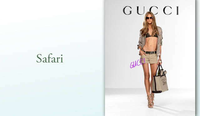 <b>KEYWORD 05 “SAFARI”</b><br />春夏の定番とも言えるサファリスタイルは、デイリーに取り入れたいリアルモード。ベージュとカーキをベースにしたグッチの着こなしや、ミリタリーをミックスしたヴィクター＆ロルフやプラダ、アニマルプリントを活かしたジャンバティスタ ヴァリなど、注目のルックが揃った。Photo｜GUCCI｜グッチ ©GUCCI