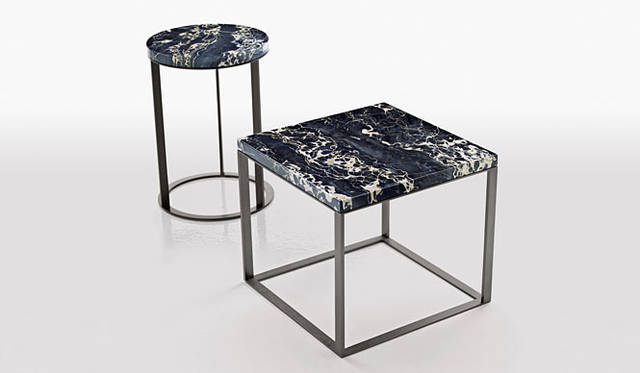 <b>B&B Italia｜Antonio Citterio</b>　アントニオ・チッテリオ　テーブル「LITHOS」　左／φ35×H49.5cm、右／W45×D45×H40cm
