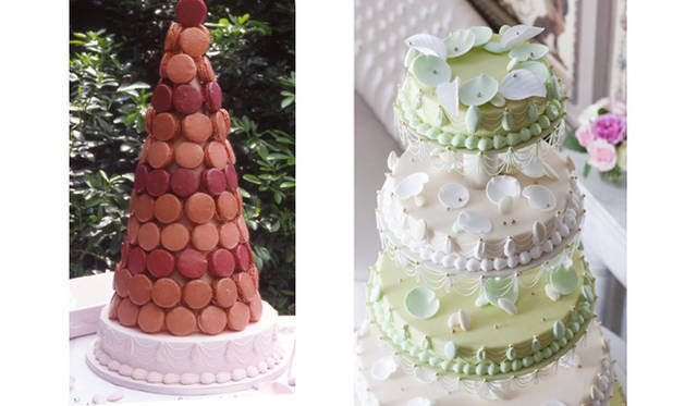 LADURÉE（ラデュレ）｜ピエス・モンテ　右「ピラミッド・ド・マカロン」、左「コロナード ・ラデュレ」