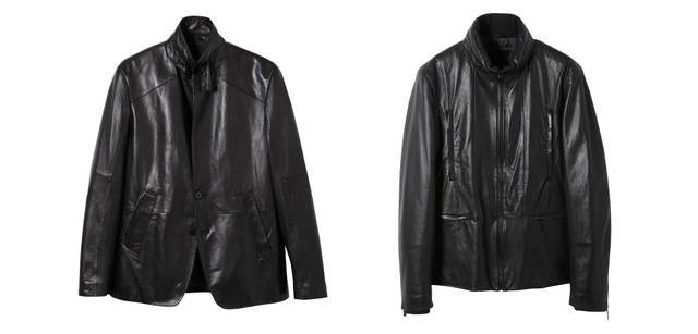 <b>ck Calvin Klein｜ck カルバン・クライン</b><br /> 左｜ITALIAN LAMB STAND COLLAR JACKET 顔周りがスッキリ見え、スタイルアップ効果の高いスタンドカラージャケット。<br />キメが細かく弾力性もある最上級のラムレザーをイタリアのタンナーでなめし、少量のオイル加工を施すことで吸い付くような驚きの質感を実現。<br />ファスナー付きのダブルポケットなど、実用性も充実。スタンドカラージャケット8万4000円<br />右｜ITALIAN LAMB RIDERS JACKET シンプルなルックスと防寒性、着心地が売りのライダースジャケット。中綿入りのストレッチ裏地と衿、袖口のリブで抜群の保温性。<br />また、ラムなので薄さ・軽さ・弾力性が牛革よりも断然優れており、体にぴったりと吸いつくような着心地。ライダースジャケット8万9250円