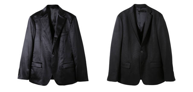 <b>ck Calvin Klein｜ck カルバン・クライン</b><br /> 左｜LIGHT PONY VELVET JACKET オリジナルのベルベット生地が艶やかな1着。今季のテーマカラーである神秘的なグレーが、その魅力をさらに引き出している。<br />伸縮性のある裏地を採用し、見た目を裏切る軽快な仕上がりに。モデルカットでは色違いを使用。ジャケット3万9900円<br /><br />右｜AIR JACKET 立体感のあるファブリックに天竺生地の切り替えを入れた、空気のように軽く伸縮性に富んだデザインジャケット。<br />表面はタック状に編んだウールで表情があり、裏面はウェルト編みで、ストレッチ性や吸水速乾性が高い。ジャケット3万9900円