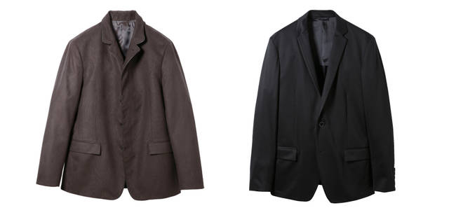 <b>ck Calvin Klein｜ck カルバン・クライン</b><br /> 左｜FAKE SUEDE JACKET 光沢感やしなやかさが特長のポリエステルサテンをスウェード加工し、さらにシャドーストライプをプリント。レザーを挟み込んだ襟が上品な個性を放つ。<br />襟裏にはレザーによるスタンドカラーのライナーが配され、クールで多様な装いを楽しめる。ジャケット3万9900円<br /><br />右｜AIR JACKET 本切羽など、細部も本格派。形態安定性と吸水速乾性に優れるダブルジャカード生地を使用。生地の裏側が全てポリエステルになるように編むことで、<br />今までにない軽さと、防シワ性が実現した。軽やかなカットソー地は柔軟で快適な反面、ルーズに見えることもあるので、もっともコンパクトなシルエットを採用しスッキリと見せている。<br />ジャケット2万9400円