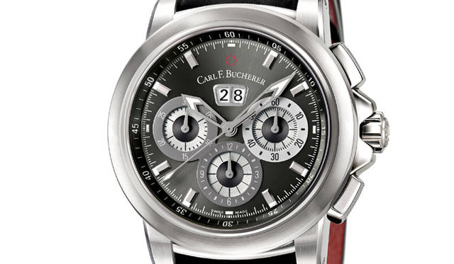 <strong>CARL F．BUCHERER｜カール F. ブヘラ</strong> 「パトラビ クロノデイト」<br/>フレディ・バース着用の腕時計は、クロノグラフとビッグデイト表示を備えたモデル。2008年の登場以降多大な人気を誇る、同社のフラグシップモデルのひとつだ。自動巻き（「CFB1956」搭載）、SSケース×カーフストラップ、67万2000円。