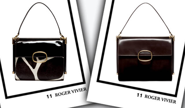 <strong>ROGER VIVIER｜ロジェ ヴィヴィエ</strong>　左／バッグ[W24×H19×D7cm]　41万8950円、右／バッグ[W33×H24×D9cm]　41万8950円（ともにロジェ ヴィヴィエ／ロジェ ヴィヴィエ阪急うめだ本店5Fインターナショナルブティック）