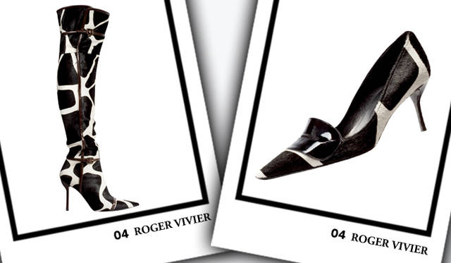<strong>ROGER VIVIER｜ロジェ ヴィヴィエ</strong>　左／ブーツ[H10cm]　48万1950円、右／パンプス[H6.5cm]　13万2300円（ともにロジェ ヴィヴィエ／ロジェ ヴィヴィエ阪急うめだ本店5Fインターナショナルブティック）