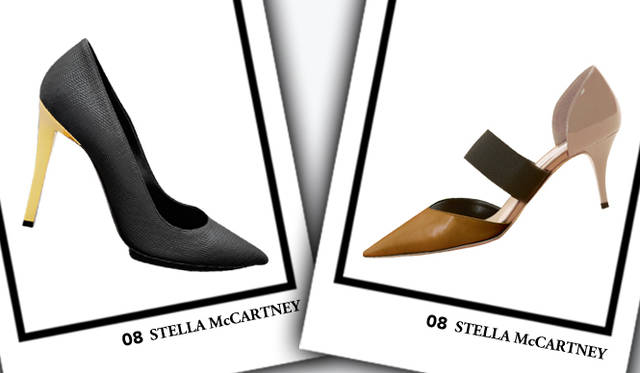 <strong>STELLA McCARTNEY｜ステラ マッカートニー</strong>　左／パンプス[H12cm]　参考商品、右／ストラップシューズ[H7cm]　5万7750円（ともにステラ マッカートニー／ユニット＆ゲスト）