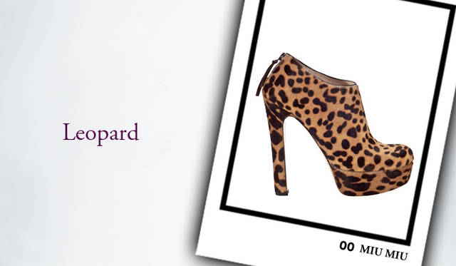 <strong>LEOPARD</strong>　さりげない着こなしにも、レオパードアイテムをくわえるだけでぐっとグラマーで大人っぽいテイストに仕上がる。今季はレオパード柄のアイテムが種類豊富に出揃い、選ぶのも楽しい。</br><strong>MIU MIU｜ミュウミュウ</strong>　ブーティ [H11.5cm]　11万7600円（ミュウミュウ／プラダ ジャパン）