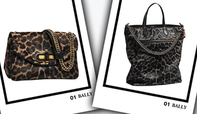 <strong>BALLY｜バリー</strong>　左／バッグ（ヘアカーフ）　[W25×H16.5×D7cm]　14万9100円、右／バッグ（ヘアカーフ）　[W30×H37×D14cm]　9万9750円（ともにバリー／バリー・ジャパン）