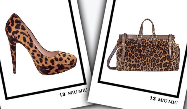 <strong>MIU MIU｜ミュウミュウ</strong>　左／パンプス　[H12.5cm]　11万7600円、右／バッグ　[W49×H34.5×D15cm]　19万9500円（ともにミュウミュウ／プラダ ジャパン）