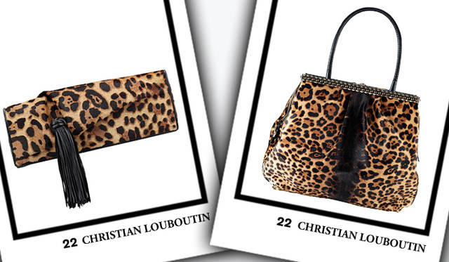 <strong>CHRISTIAN LOUBOUTIN｜クリスチャン ルブタン</strong>　左／「EUGENIA CLUTCH」バッグ　[W27×H9×D5cm]　13万7550円、右／「KATHENA SATCHEL」バッグ　[W39×H25×D9.5cm]　36万9600円（ともにクリスチャン ルブタン／クリスチャンルブタン ジャパン）