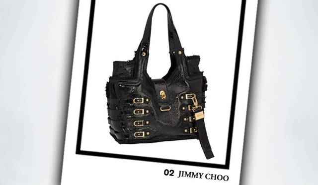 <strong>JIMMY CHOO｜ジミー チュウ</strong>　「BREE」 （Mサイズ｜ブラックパテントムートン）　[W28×H24×D18cm]　26万400円（JIMMY CHOO）
