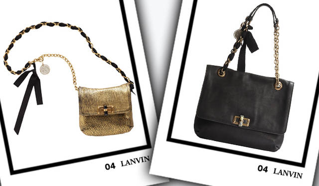 <strong>LANVIN｜ランバン</strong>　左／バッグ [W17×H15×D5cm]　13万8600円、右／バッグ [W28×H22×D9cm]　20万550円（ともにランバン／ランバン ジャパン）