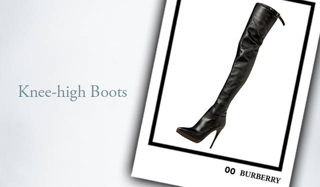 <strong>KNEE-HIGH BOOTS</strong>　ショートパンツやミニスカートなど、秋冬も人気のアイテムとベストバランスをつくってくれるニーハイブーツ。シルエットが命のアイテムだけに、長さやフィット感など自分に合うものをチョイスして。</br><strong>BURBERRY｜バーバリー</strong>　サイハイブーツ [H13.5cm]　15万7500円（バーバリー／バーバリー・インターナショナル）