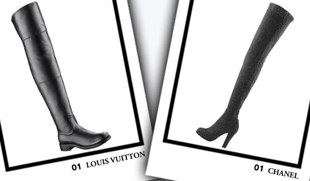 <strong>LOUIS VUITTON｜ルイ・ヴィトン</strong>　「マリッサ・ライン フラットサイブーツ」ニーハイブーツ　24万5700円（ルイ・ヴィトン）　©Louis Vuitton/LB PRODUCTION</br><strong>CHANEL｜シャネル</strong>　ニーハイブーツ（ツイード＆ラムスキン） [H9.5cm]　24万7800円（シャネル）　©CHANEL