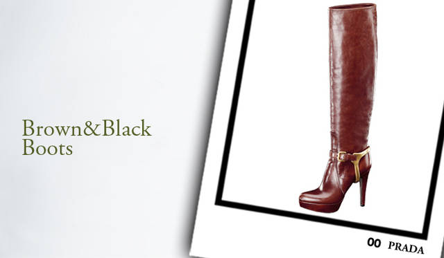 <strong>BROWN&BLACK BOOTS</strong>　必ず持っておきたいのがブラウンやブラックのシンプルなブーツ。着こなしを選ばず、ガンガン履けるブーツは、一足だけではなく何足でも揃えたい。</br><strong>PRADA｜プラダ</strong>　ブーツ [H12cm]　14万9100円（予定価格）（プラダ／プラダ ジャパン）