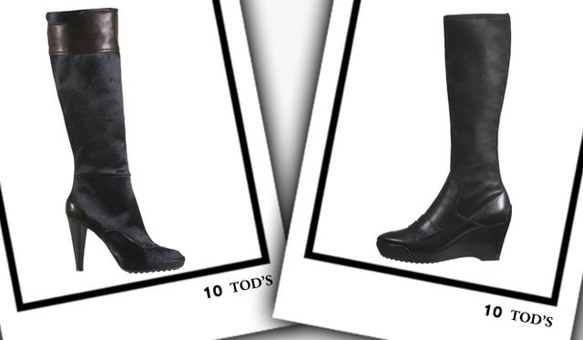 <strong>TOD’S｜トッズ</strong>　左／ブーツ [H10cm]　17万4300円、右／ブーツ [H5.5cm]　12万1800円（トッズ／トッズ・ジャパン）