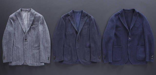 <strong>BOGLIOLI｜ボリオリ</strong>　右｜WIGHT 9万9750円、中｜K JACKET 15万7500円、左｜VINEGAR 16万8000円