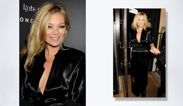 <strong>Kate Moss for LONGCHAMP</strong>　ホスト役を務めたケイト・モス。ブラックのサテンドレスでシックな着こなしを披露。