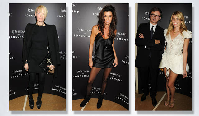 <strong>Kate Moss for LONGCHAMP</strong>　US『ELLE』のケイト・ランフィア、ジャニス・ディキンソン、ロンシャンCEOジャン・キャスグランと女優メレディス・オストロム。