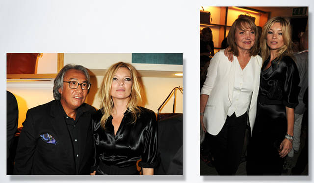 <strong>Kate Moss for LONGCHAMP</strong>　サー・デイヴィッド・タンとケイト・モス。母であるリンダ・モスとともに、ケイト・モス。