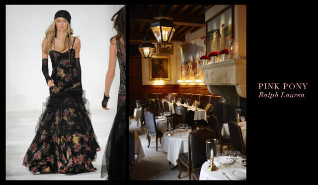 <strong>RALPH LAUREN｜ラルフ ローレン　PINK PONY</strong>　チャリティオークションに出品されるアイテム。左／ラルフ ローレンの2011年秋冬コレクション ランウェイ フロントローのシート、右／パリのあたらしいストアにてショッピングとレストランRalph’sでのエクスクルーシブ ディナー権。（ともにイメージ画像）