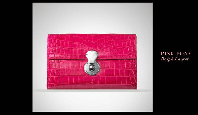 <strong>RALPH LAUREN｜ラルフ ローレン　PINK PONY</strong>　「LUXURY LIMITED ITEMS」　ピンクのアリゲーター リッキー長財布。こちらも日本では限定1点の販売。49万3500円
