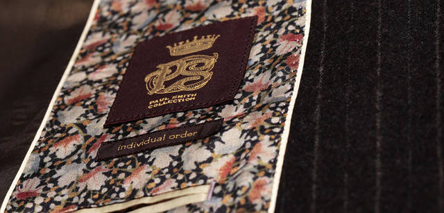 <strong>Paul Smith｜ポール・スミス コレクション</strong>　ライナー（裏地）選びにも個性を発揮。コート13万6500円（individual order / ポール・スミス コレクション）<br>インディヴィジュアルオーダーコートは「ポール・スミスコレクション青山店」と「ポール・スミス コレクション丸の内店」のみでの展開