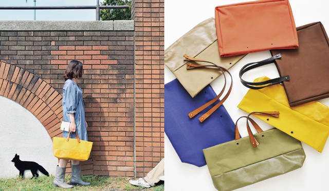 <strong>植木明日子｜『Suspender』／ phrungnii(プルンニー)</strong>　取手と袋部分を取り外すことができるバッグシリーズ。