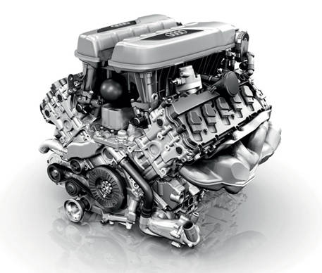 <strong>AUDI R8 SPYDER｜アウディ R8 スパイダー</strong><br>高回転型 FSI 5.2リッター直噴 V10 ユニット