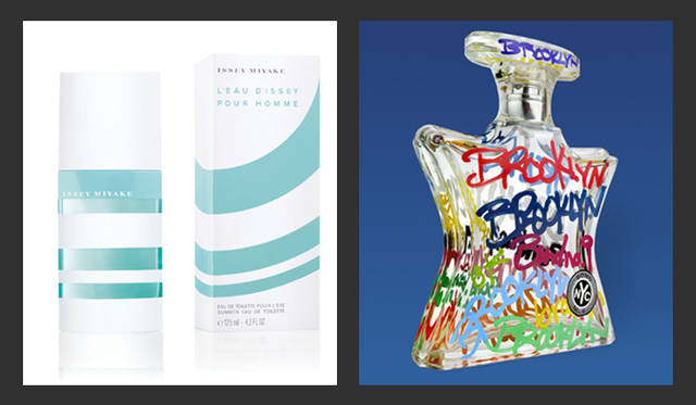 <strong>第1回 日本フレグランス大賞</strong> マスコミ・香水専門家などによる審査　香水部門（メンズ）ラグジュリー（流通規模50店舗以下）<br>左／メンズ大賞　「イッセイ ミヤケ　ロードゥ イッセイ プールオム サマーフレグランス」<br>夏の日を想起させる、生彩溢れるフルーティーな香りが特徴で、魅力的なボトルは遥かなるクルーズの旅をイメージ。<br>価格・容量｜7350円（125mL）　フィッツコーポレーション　マーケティング部 Tel. 03-5772-1070<br>右／メンズ デザイン賞　「ボンド・ナンバーナイン ブルックリン オードパルファム」<br>芸術を志す多くの若者を魅了する最先端の街「ブルックリン」を、マスキュリンでユニセックスな香りで表現。<br>価格・容量｜2万1000円（50mL）、3万450円（100mL）　ブルーベル・ジャパン Tel. 03-5413-1070