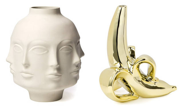 <strong>BARNEYS NEW YORK｜バーニーズ　ニューヨーク</strong>　　「VERY BARNEYS STYLE！ Featuring JONATHAN ADLER」<br>＜POTTERY＞ 左／フラワーベース7万8750円　右／一輪挿し9450円