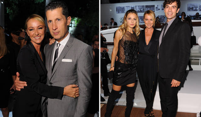 <strong>GUCCI｜グッチ</strong>　左／フリーダ・ジャンニーニと、『W』誌編集長のステファノ・トンチ、右／女優のミリアム・カタニア、フリーダ・ジャンニーニ、俳優のルカ・アンジェンテロ。