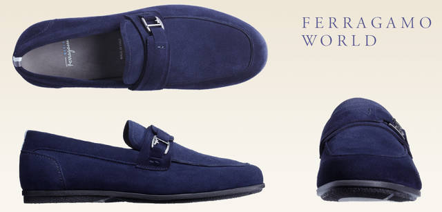 <strong>Salvatore Ferragamo｜サルヴァトーレ フェラガモ</strong> 脱ぎ履きしやすいスリッポンタイプ。ソールも薄く非常にスタイリッシュ。フェラガモのロゴの「Ｆ」をデザインしたメタルオーナメントが装いのアクセントになる。4万6200円（サルヴァトーレ フェラガモ／フェラガモ・ジャパン）