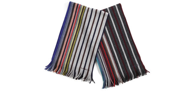 <strong>Paul Smith｜ポール・スミス</strong> マフラー各9450円（以上ポール・スミス ジャパン　Tel. 03-3486-1500）