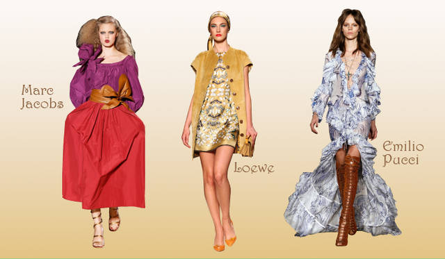 <strong>Keyword 02 “Romantic Bohemian”</strong>　Marc Jacobs｜マーク ジェイコブス、Loewe｜ロエベ、Emilio Pucci｜エミリオ・プッチ