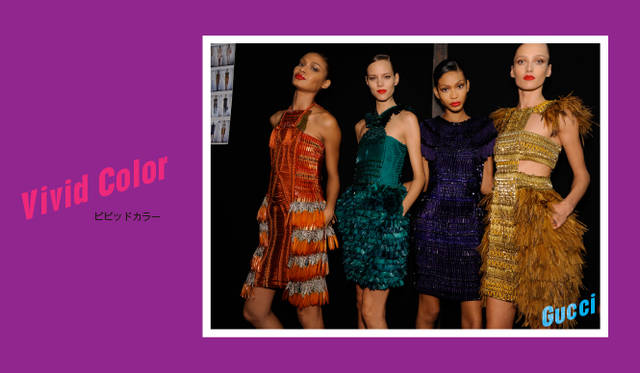 <strong>Keyword 05 “Vivid Color”</strong> </br>ピンク、オレンジ、レモンイエロー、ターコイズブルー……とにかく鮮烈な色合いが溢れた今シーズン。纏うだけで元気が出るようなヴィヴィッドカラーを味方につけて、パワフルな着こなしを楽しみたい！ Photo｜Gucci｜グッチ　©GUCCI
