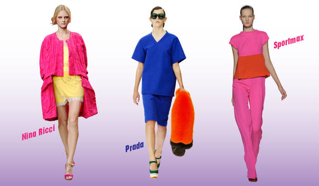 <strong>Keyword 05 “Vivid Color”</strong>　Nina Ricci｜ニナ リッチ、Prada｜プラダ、Sportmax｜スポーツマックス