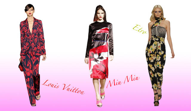 <strong>Keyword 08 “Flower”</strong>　Louis Vuitton｜ルイ・ヴィトン　© Louis Vuitton／Chris Moore、Miu Miu｜ミュウミュウ、Etro｜エトロ