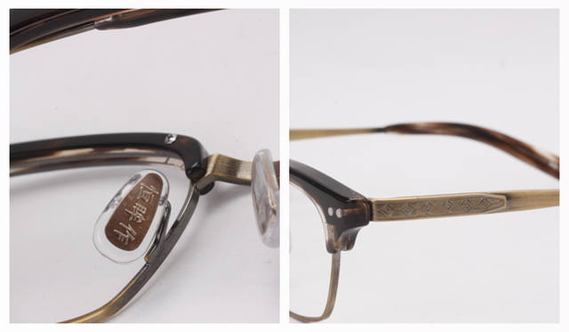 <strong>POKER FACE｜ポーカーフェイス　　「恒眸作　Wネームモデル」</strong>　眉部分にセルロイド、フレームにメタル（サンプラチナ）を配したコンビネーションフレーム、通常「サーモント」や「ブロウ」と呼ばれる、いま注目のスタイルだ。3万7800円（レンズ別売り）