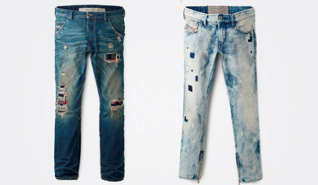 <strong>DIESEL SHIBUYA｜ディーゼル シブヤ</strong>　限定アイテム　左／デニムパンツ [Men’s] 3万6750円　右／デニムパンツ [Women’s] 3万4650円　 Photo by Yutaka Tada　（REV INC.）