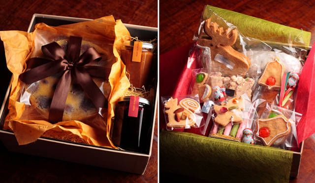 <strong>HYATT REGENCY KYOTO｜ハイアット リージェンシー 京都</strong>  クリスマス コレクション 2010<br />ホリデーギフト　左｜チェスナットプディング　右｜アソートペストリー　各4300円