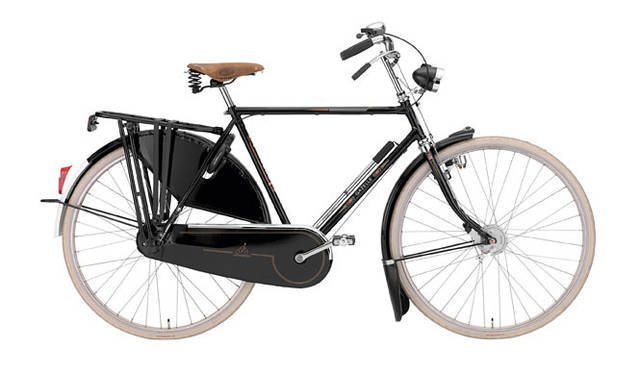 <strong>Gazelle｜ガゼル</strong>　モデル“Toer Populair（ツアーポピュラー）”　ダイヤモンドフレームに渋く懐かしいロッドブレーキを装備し、サドルにはブルックスを使用したエクスクルーシブモデル。　色｜ブラック、車両重量｜22.6kg、価格｜17万9000円