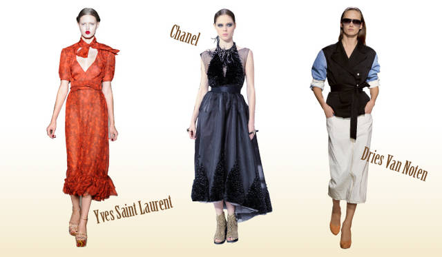 <strong>Keyword 12 “Long-Length”</strong></br>Yves Saint Laurent｜イヴ・サンローラン　© Yves Saint Laurent、Chanel｜シャネル　© Chanel、Dries Van Noten｜ドリス ヴァン ノッテン
